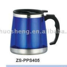 Direct manufacture 500ML double wall inner stainless steel outer plastic office travel mug beer mug made in China